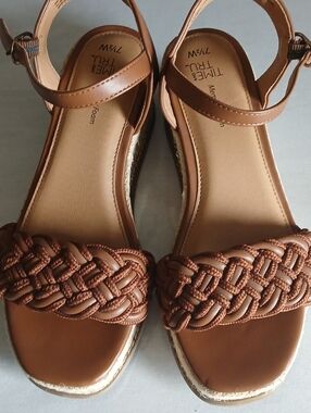 Time and Tru Tan Braided Espadrille Platform Sandals